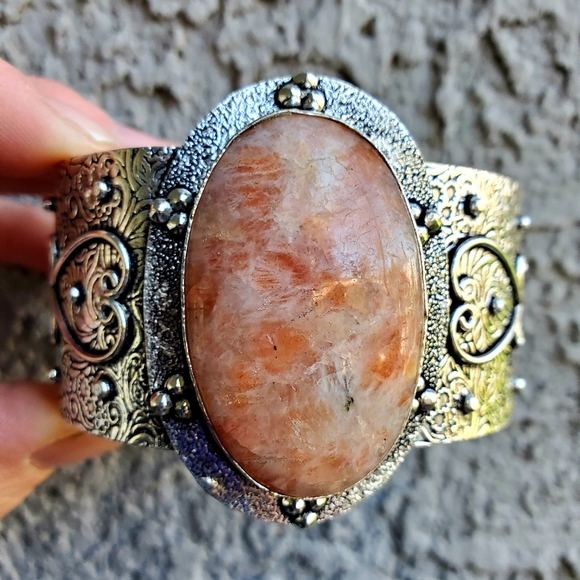 New Sunstone 925 Silver Cuff Bracelet. - Picture 11 of 15